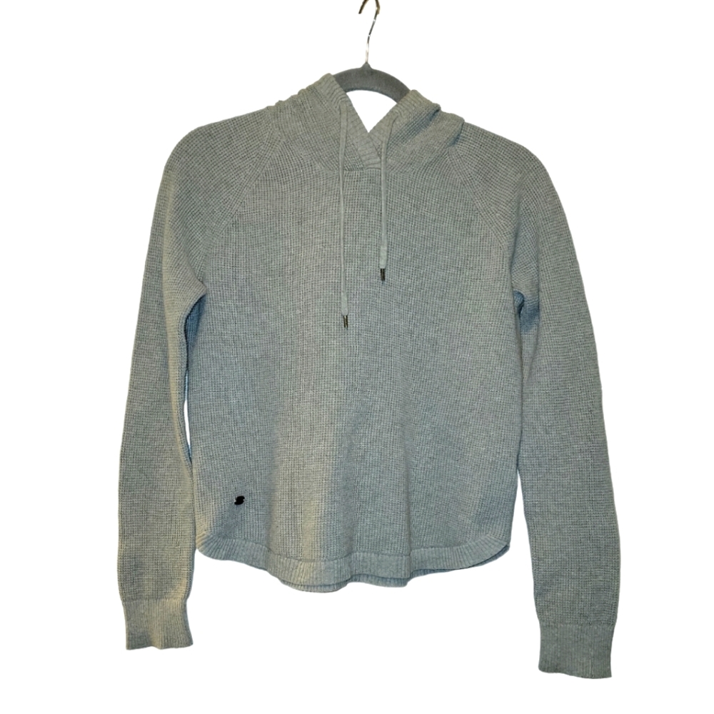 Lauren Ralph Lauren, Crop Sweater, Hood, Draw Strings Top, Gray, Women's sz Med